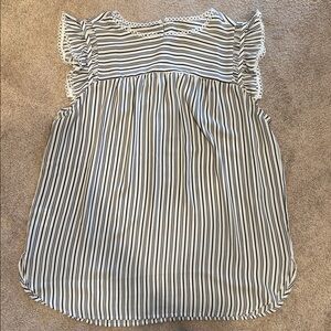 LOFT Black and White Striped Blouse